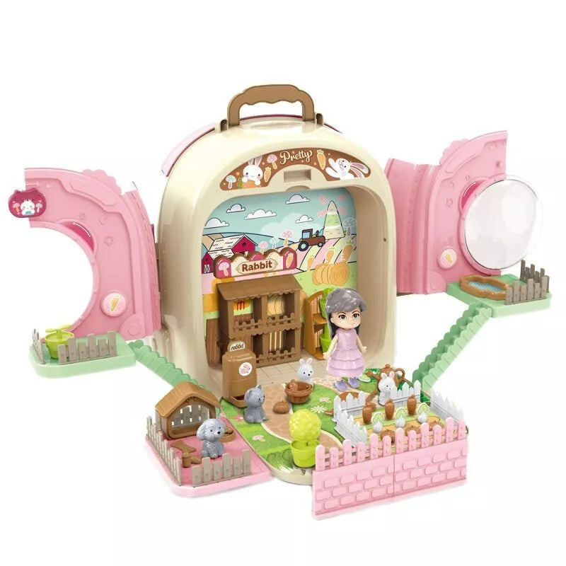 WOOPIE Triušis kuprinėje 3in1 Ūkio namas Sodas